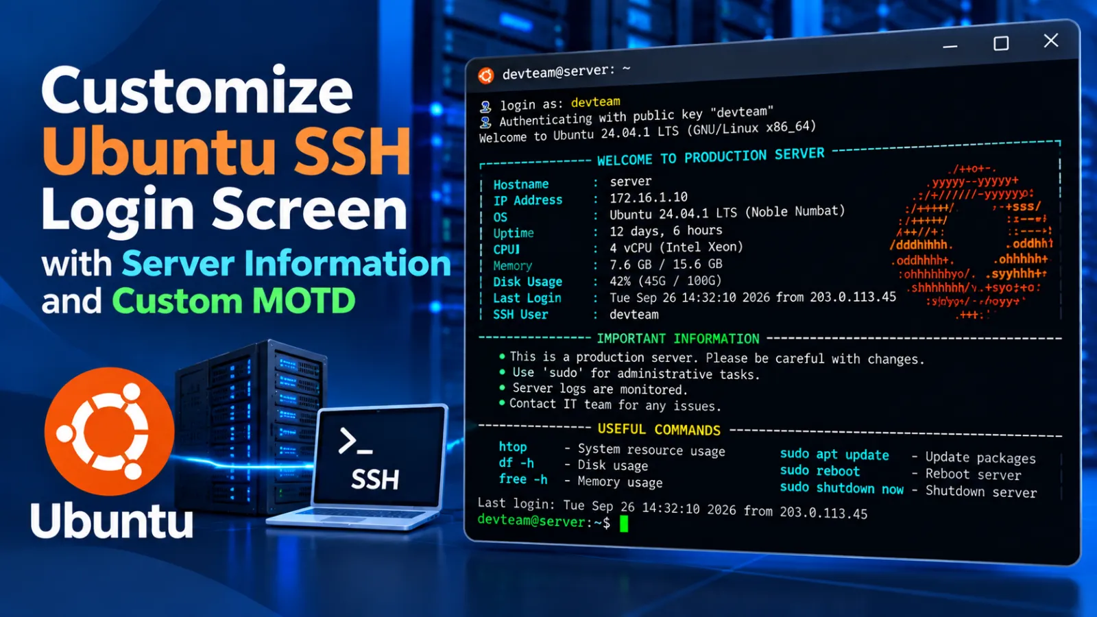 Customize Ubuntu SSH Login Screen with Server Information and Custom MOTD