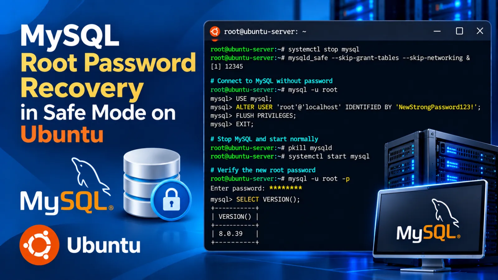 MySQL Root Password Recovery in Safe Mode on Ubuntu