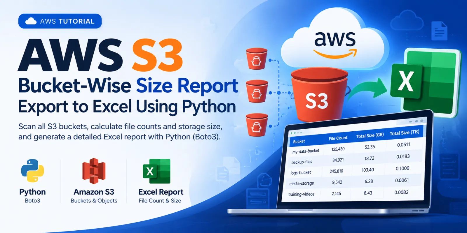AWS S3 Bucket-Wise Size Report Export to Excel Using Python
